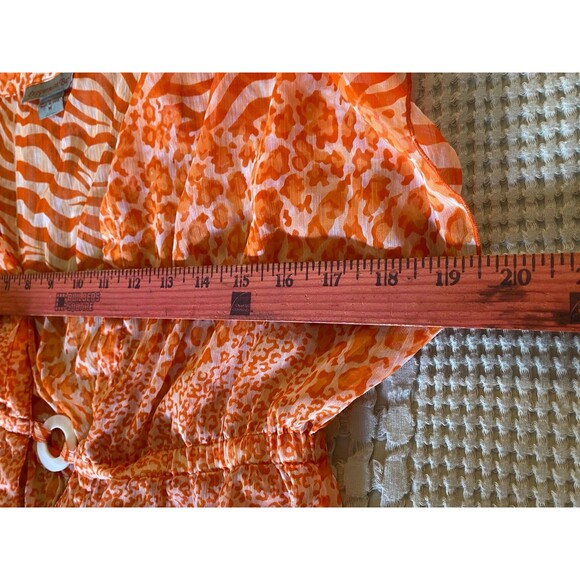 Peppermint Bay Swimsuit Coverup Women’s Medium Sheer Orange Animal Print Sexy - Picture 6 of 9